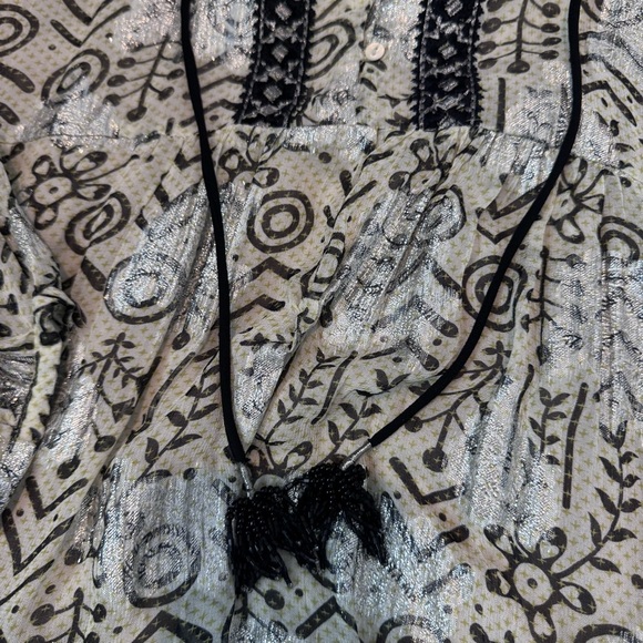 Zara Silver and Beige Graphic Tunic Dress with Bib Collar - Picture 3 of 3